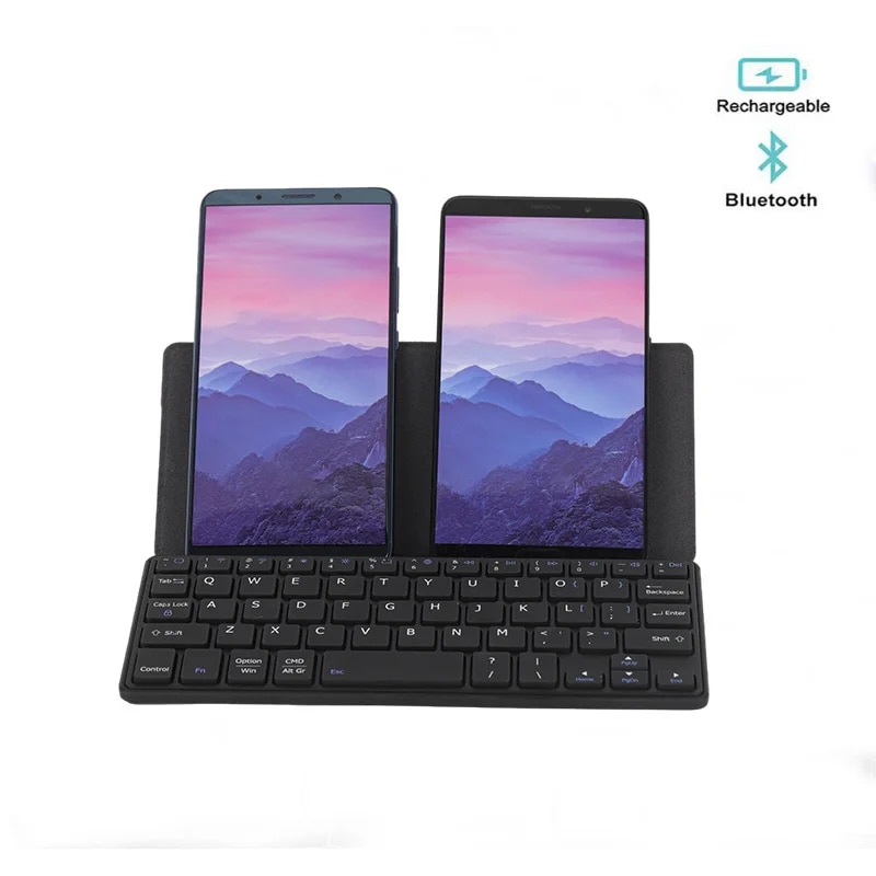 Jomaa Bluetooth có thể gập lại Điện thoại bàn phím Bàn phím không dây di động với đứng chủ Bàn phím siêu mỏng có thể sạc lại cho điện thoại thông minh Huawei máy tính bảng