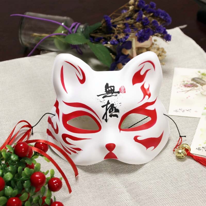 Anime Demon Slayer Fox Mask Hand-painted Japanese Mask Half Face