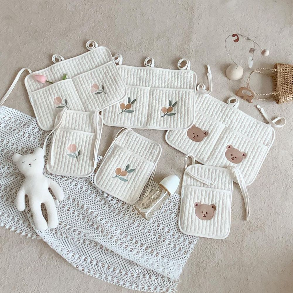 Gdsell Bông Portbale Đa Chức Năng Thêu Gấu xe đẩy em bé Tổ Chức Chai Chủ Pram Buggy Tulip Giường gấp cho bé sơ sinh túi lưu trữ Giường cũi trẻ em túi lưu trữ Xe Đẩy túi lưu trữ bình cho bé Túi treo