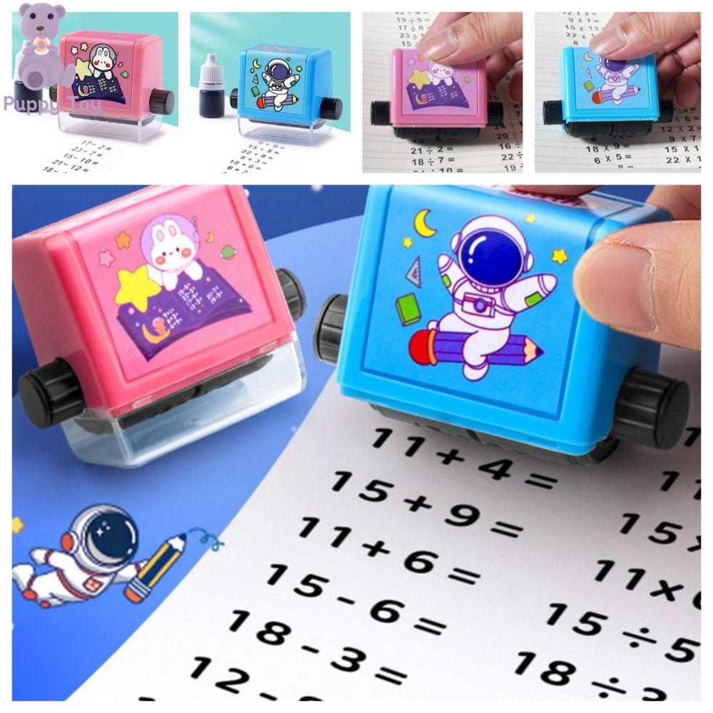 TESDFD Số Tem toán cho trẻ em Hoạt hình Tự làm Con lăn số học con dấu Dễ thương Bộ phận Dụng cụ dạy học