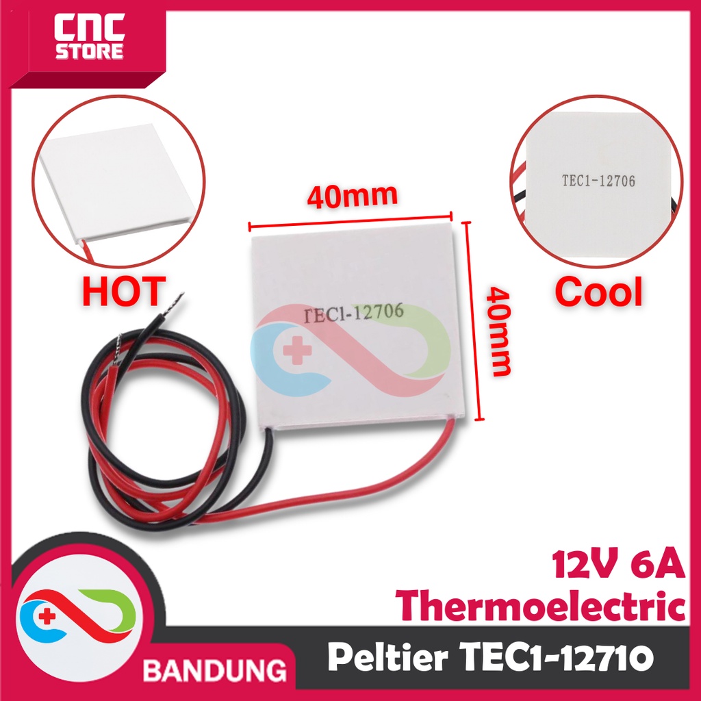 TEC1-03103 Thermoelectric Peltier Cooler - 20x20mm, 3.7V With Heatsink