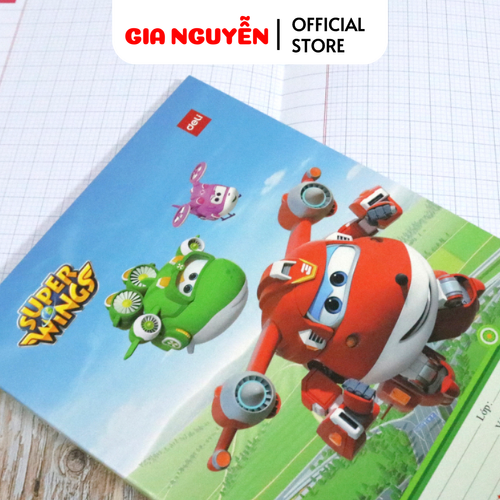 Vở 4 ô ly Super Wings Deli 48/80 Trang - Phù hợp học sinh cấp 1 - Định lượng 100gsm