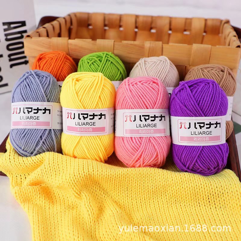 Cuộn len milk cotton hàn quốc 25gr gồm 63 màu, cuộn len móc dành cho người mới bắt đầu