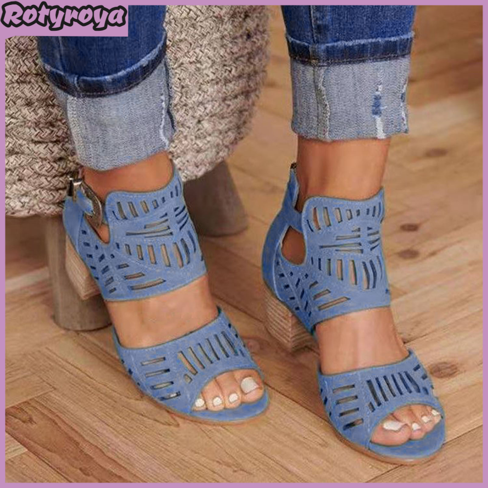 Women's Casual Boho Sandals Low Block Heel Summer Shoes Ladies Sandals with Buckles for Daily Wear Dates Vacation ราคา 1,011 บาท*ส่งฟรี