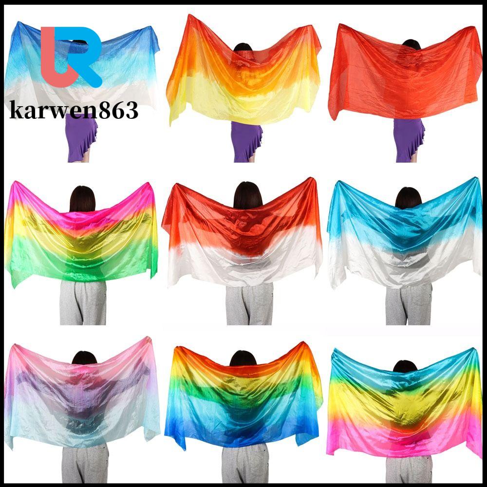 KARWEN863 Màu chuyển sắc Mạng che bụng khiêu vũ Kết cấu nhẹ Dài Khăn choàng múa bụng Latin Thời trang Khăn quàng cổ nữ
