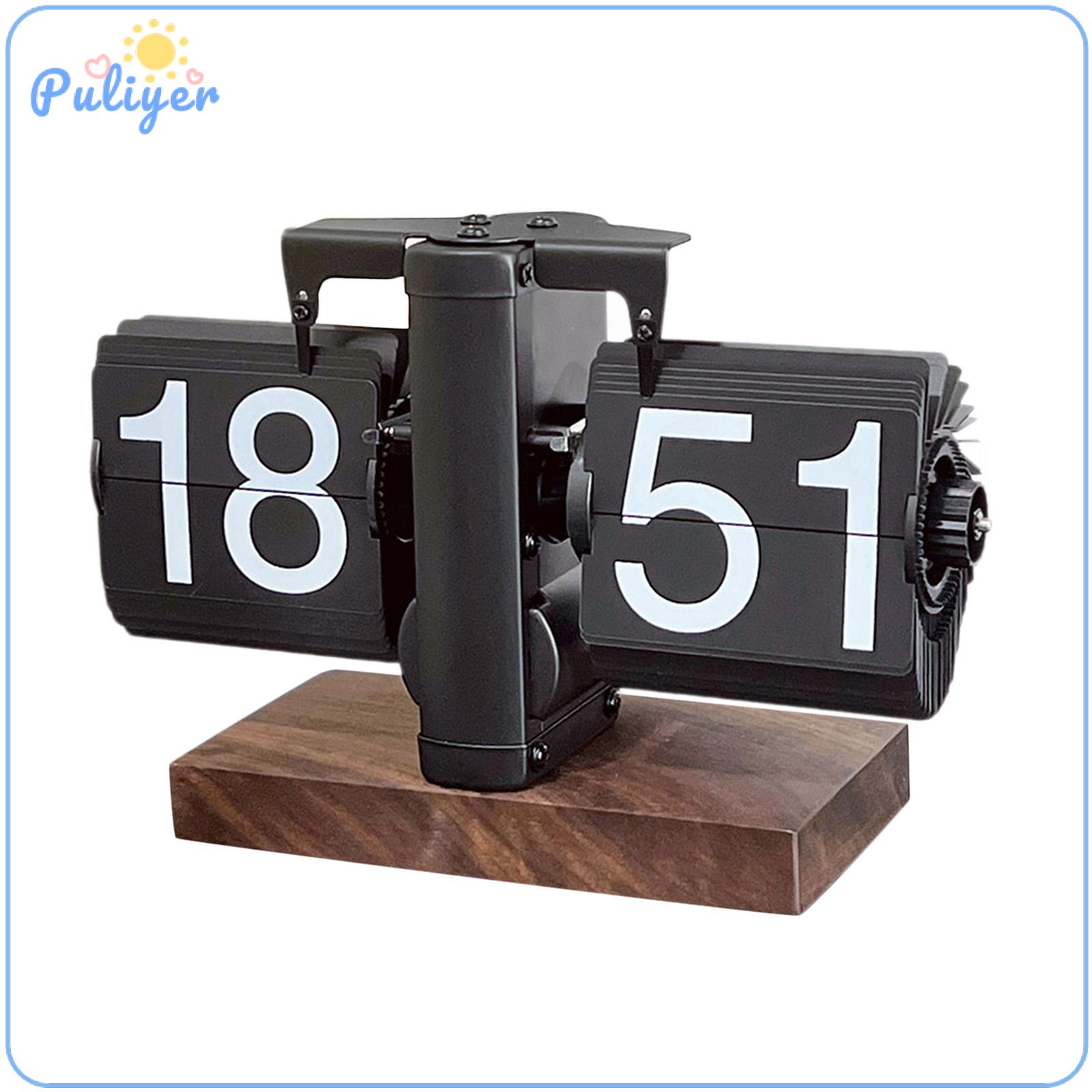 Kesoto Decorative Flip Desk Clock Wooden Table Clock Digital Retro Style Automatic Page Turn for Home Office Bedroom ราคา 1,691 บาท*ส่งฟรี
