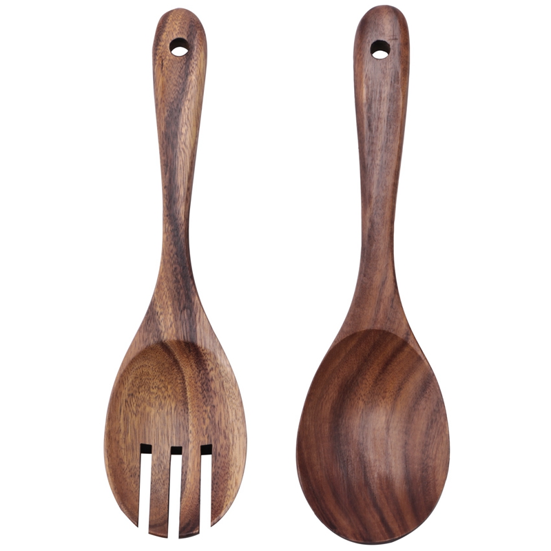 (ABRY) Wood Salad Servers for Nonstick Cookware Kitchen Wooden Baking Salad Making Server,2 Pieces