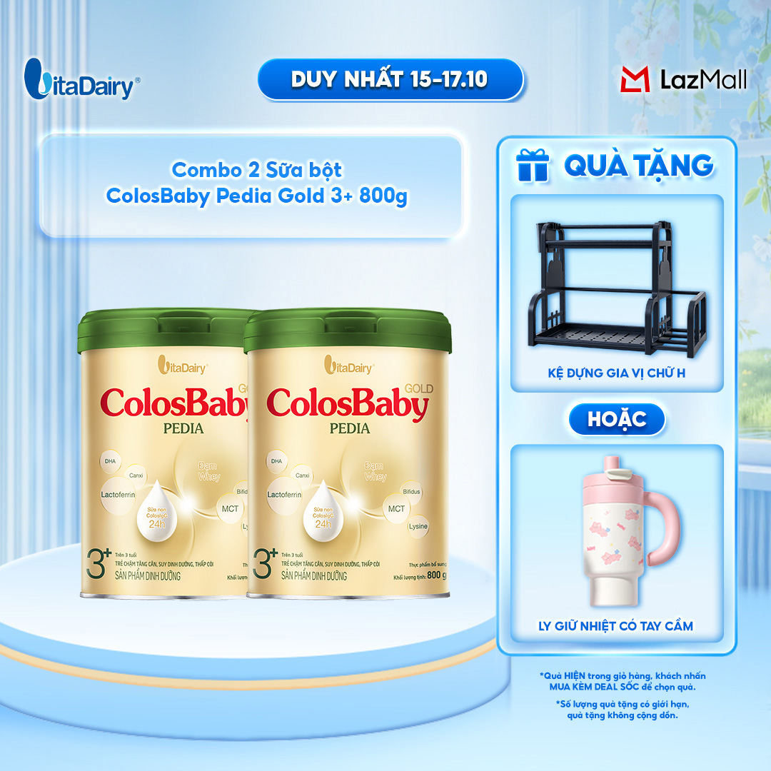 [COMBO 2 LON] Sữa bột ColosBaby Pedia Gold 3+ - Lon 800g