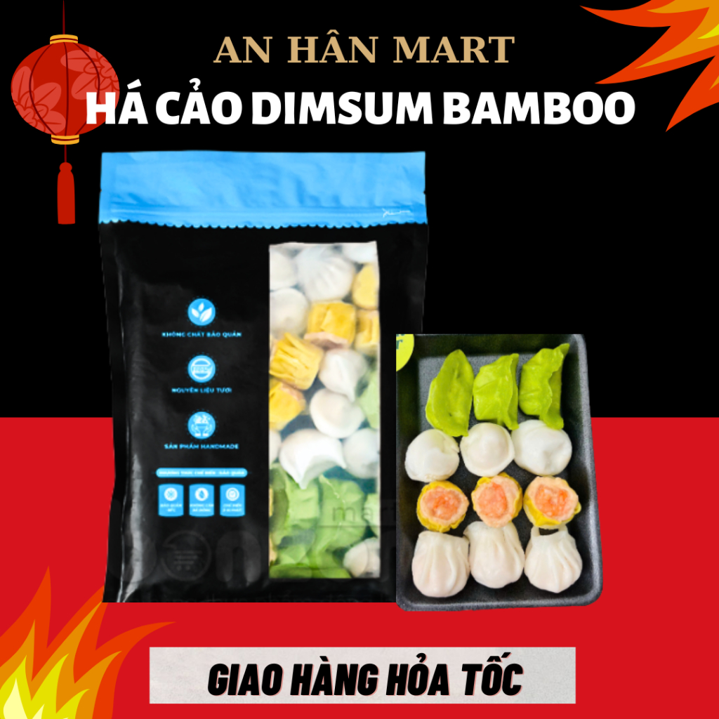 Há cảo dimsum 4in1 Bamboo, há cảo tôm ,xíu mại , há cảo sò điệp gói 840g