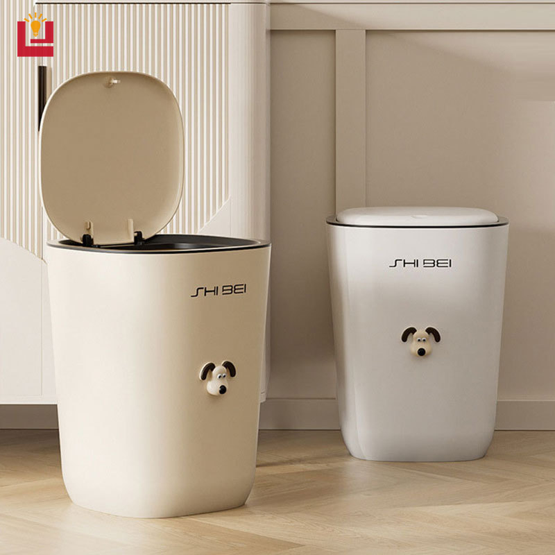 YONUO Trash can with lid household kitchen toilet living room outdoor high-looking creative ins wind pressure circle dog head paper basket bucket ราคา 210 บาท*ส่งฟรี