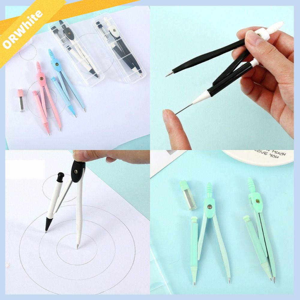 ORWHITE SHOP 2pcs Học tập Bộ La Bàn Loại Kỳ Thi Hình học toán học Dụng cụ vẽ Chuyên nghiệp Đo lường La bàn bút chì học sinh Văn phòng phẩm học sinh
