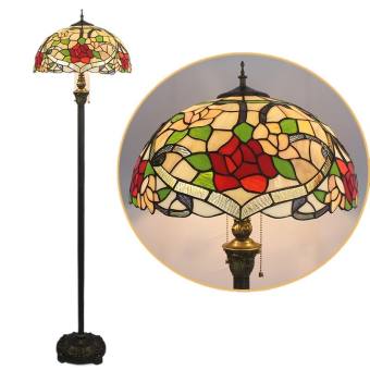 16inch Tiffany sàn đứng đèn với màu bông hồng thủy tinh lampshapde phong cách retro phòng khách đứng đèn kích thước 40cm