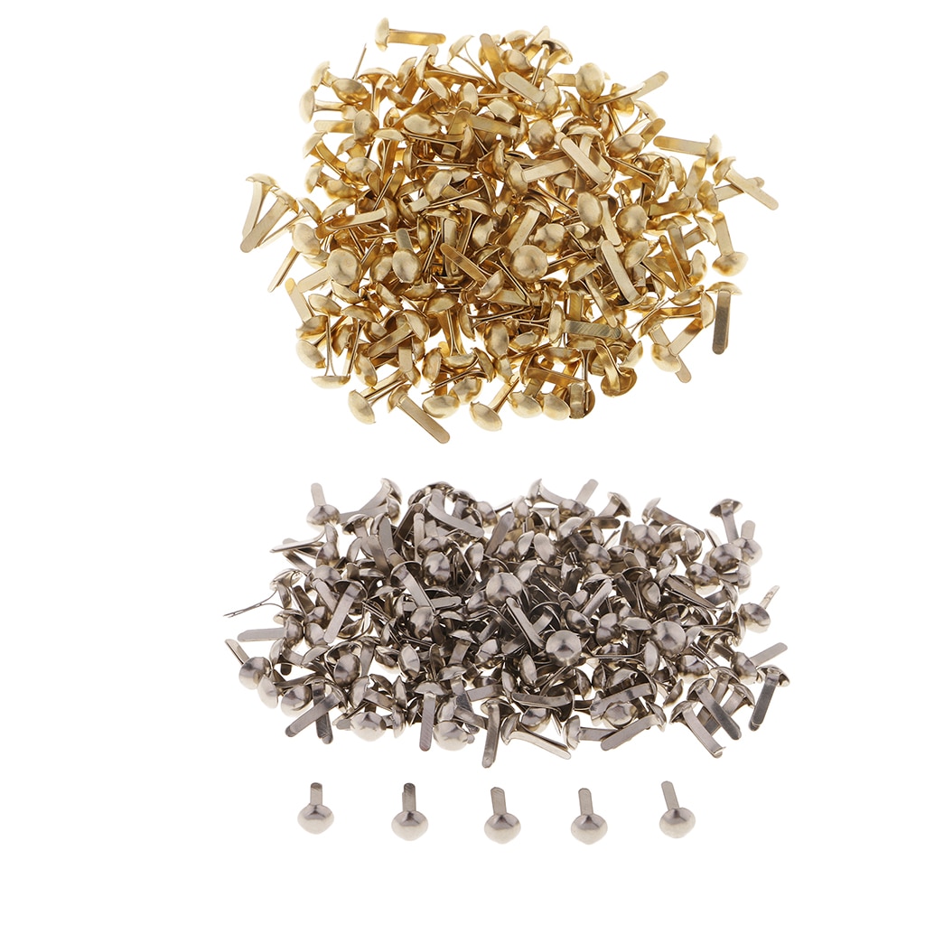 400pcs Mini Decorative Round Head Split Pins Metal Brads Paper Fasteners for Scrapbooking Paper Craft Office Stationery