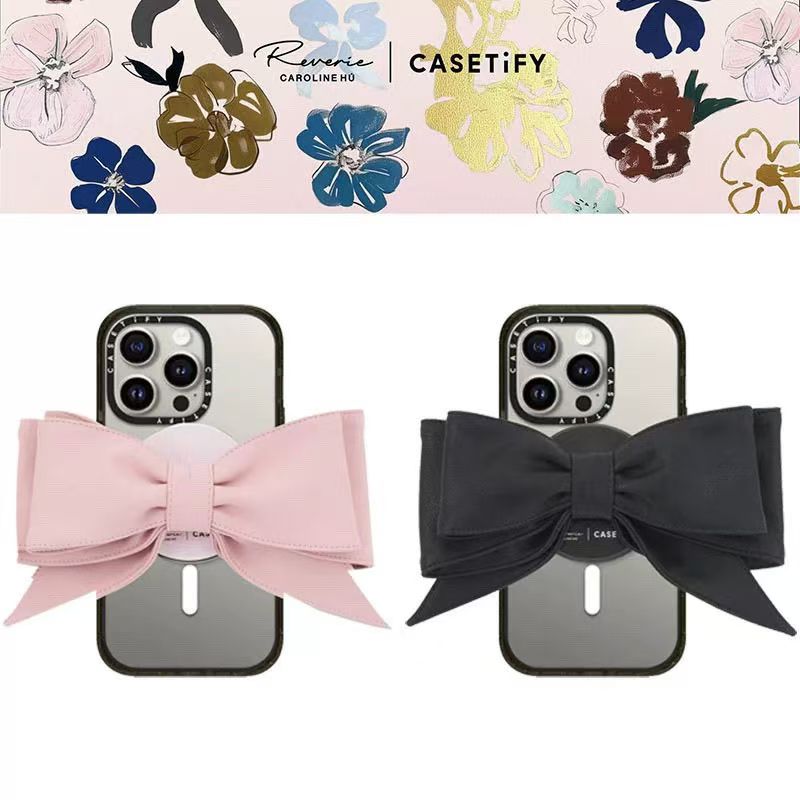  CASETIFY X Reverie by Caroline Hu Bow Grip Stand - Flowers Bow Magnetic Holder Strands - Compatibility Phone Grip with Desk Stand Car Mount Strand 