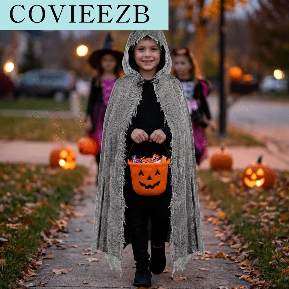 COVIEEZB สไตล์ที่โดดเด่น เสื้อคลุมฮาโลวีน ดีไซน์มีฮู้ด พื้นผิวที่มีรอยฉีกขาด ชุดผีฮาโลวีน ลุคกอธิค ใช้ได้ทั้งชายและหญิง เสื้อคลุมคอสเพลย์ฮาโลวีน งานปาร์ตี้ฮาโลวีน ราคา 680 บาท*ส่งฟรี