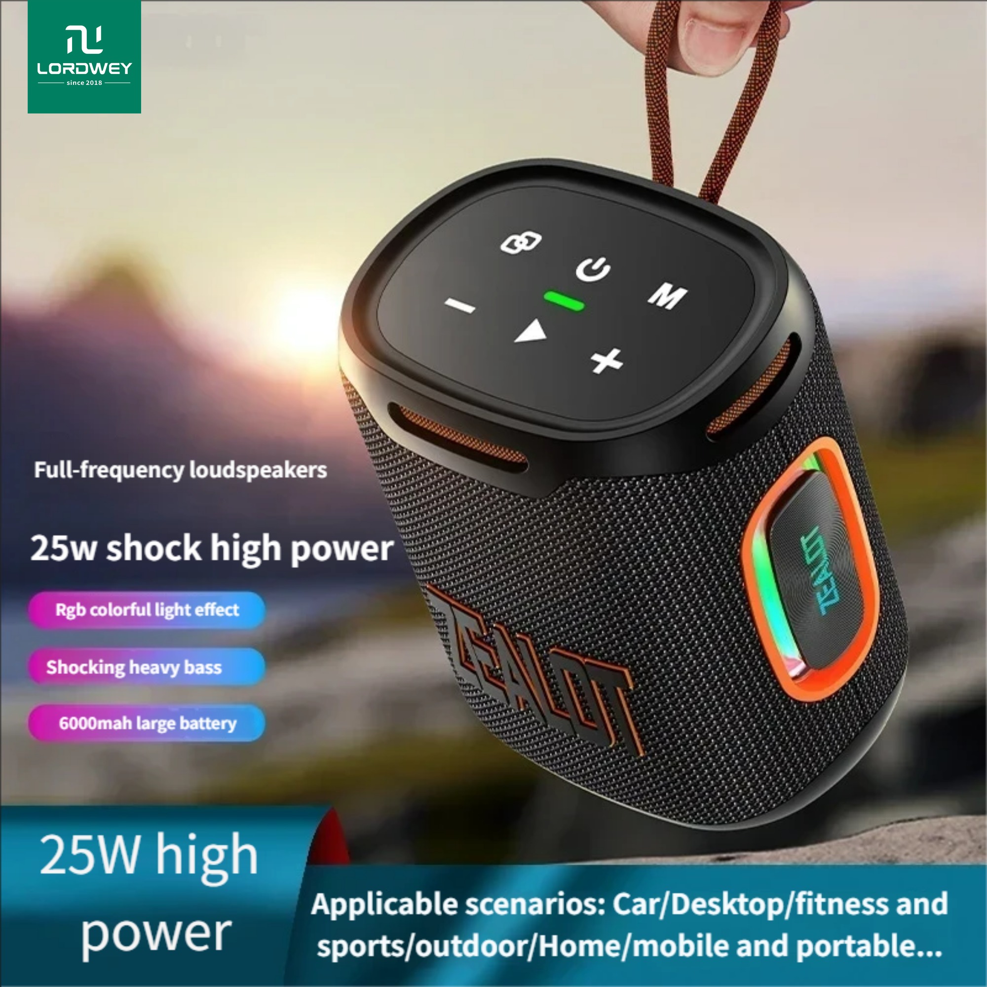 LORDWEY || ZEALOT 25W Power Wireless Mini Loudspeaker Handheld Stereo Sound Cannon Music Mp3 Player Loudspeaker