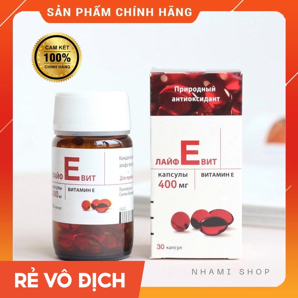 (CHÍNH HÃNG) Vitamin E đỏ Nga 400mg, lọ thủy tinh, viên uống vitamin E đỏ dòng cao cấp