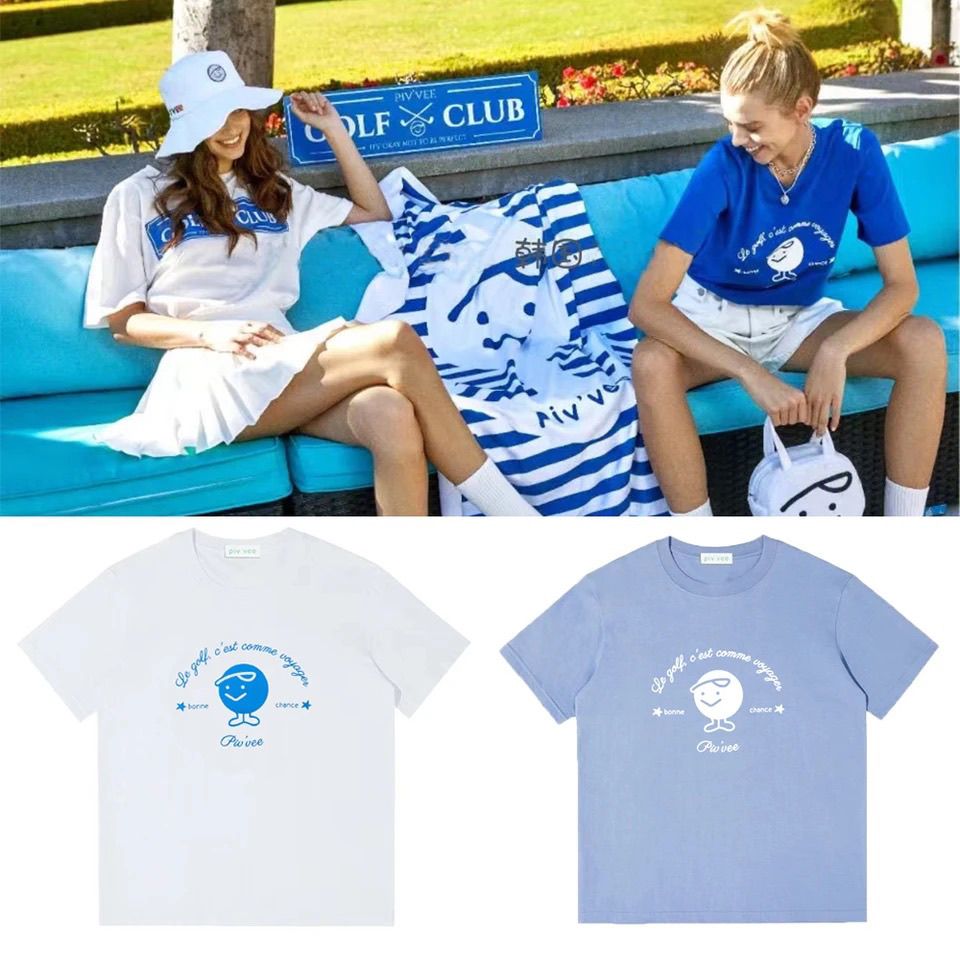 Genuine Korean Pivvee Women's Golf Clothing Summer Breathable Casual Round Neck T-shirt Top Korea New style - ยี่ห้อ OEM ราคา 580 บาท*ส่งฟรี
