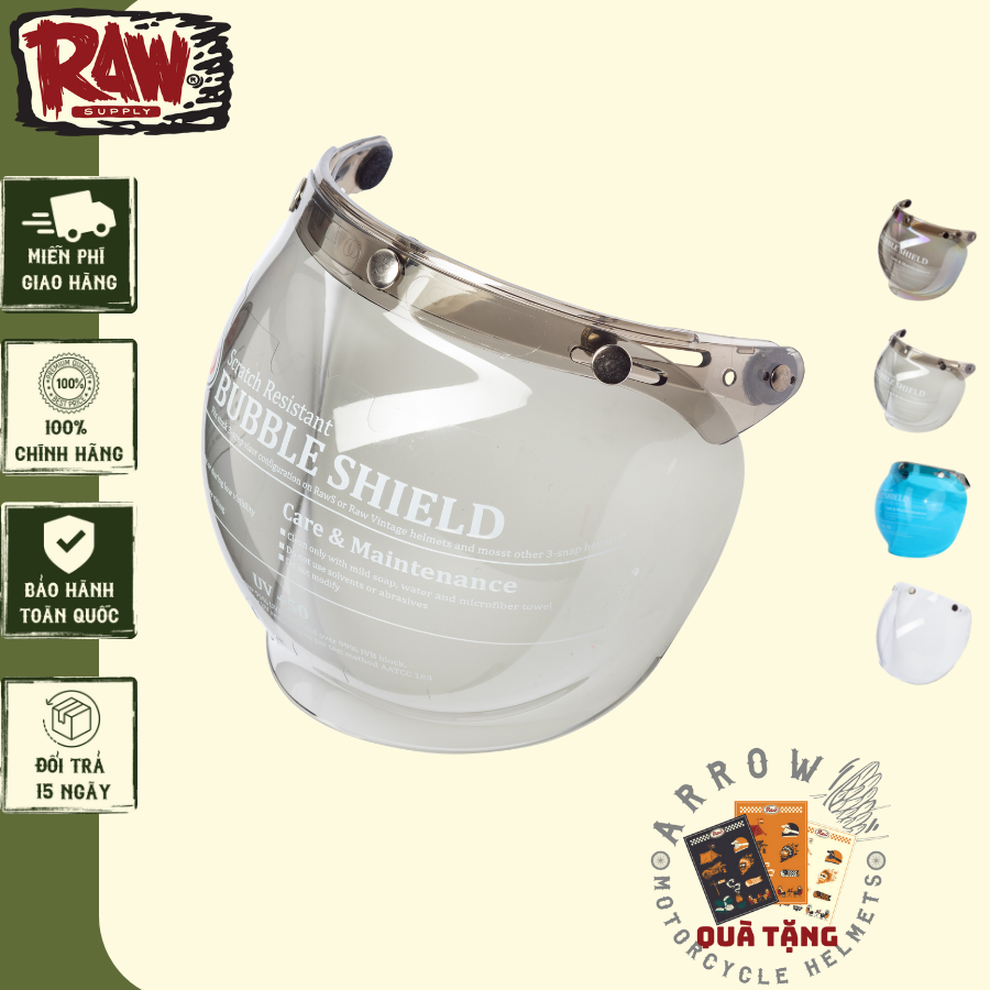 Kính bảo hộ Raw Bubble Shield dành cho dành cho mũ bảo hiểm Arrow