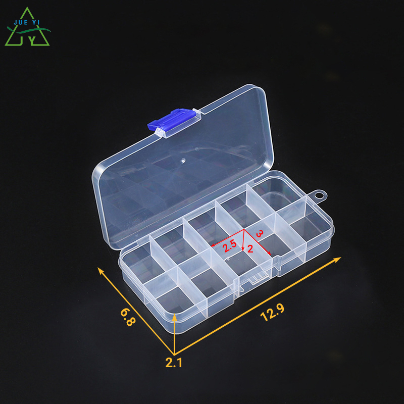 10 grid compartment transparent plastic box component parts box stationery, fishing gear, jewelry, cosmetics storage box ราคา 4 บาท*ส่งฟรี