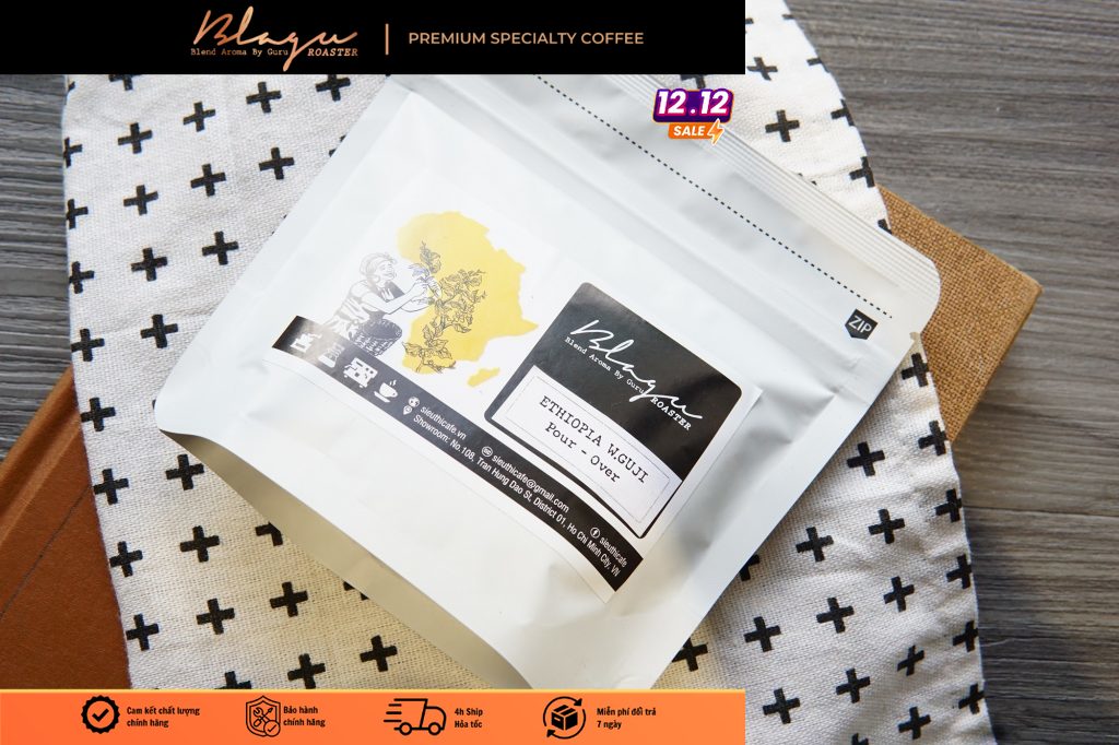 Cà phê blagu hạt đã rang, ethiopia w.guji, light-medium roast, 100g