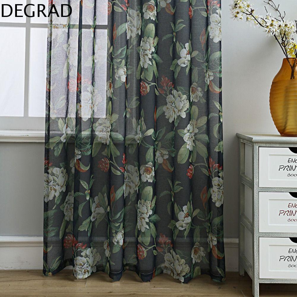 เลือกซื้อ ผ้าม่าน DEGRAD โรแมนติกโรแมนติก ผ้าม่านพิมพ์ลายดอกไม้ สง่างามเรียบหรู ดอกแพร์ ผ้าม่านโปร่งโปร่ง ดอกไม้ประดับดอกไม้ สไตล์ชนบท ผ้าม่านลินินผ้าฝ้าย ห้องนั่งเล่นในห้องนั่งเล่น ราคาพิเศษ มีเก็บเงินปลายทาง
