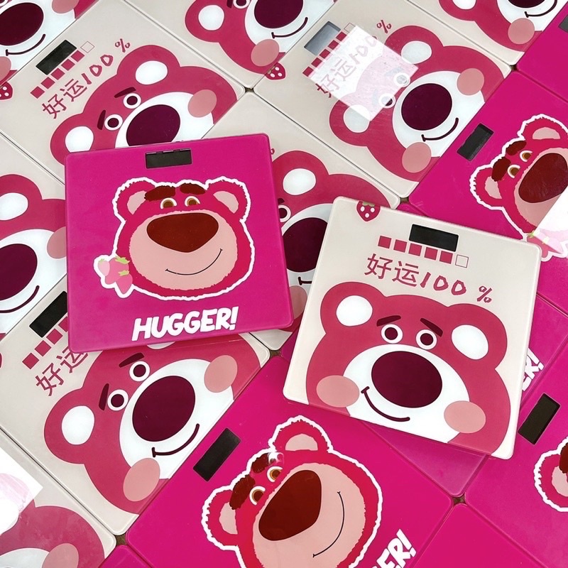 PVN62811 Cân điện tử sức khoẻ hình gấu hồng Lotso- Cân hình gấu dâu LOSTO theo dõi cân nặng gia đình