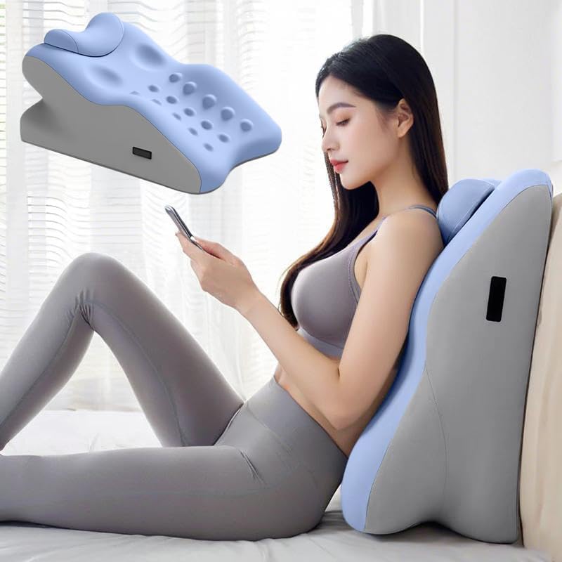 VTto nêm gối cho các cặp vợ chồng, gối lưng, gối thắt lưng, khung gối ngủ, gối thai sản cho giường ngồi, gối đọc sách, 2025 mới với điểm mát xa (màu xanh, với gối nhỏ)