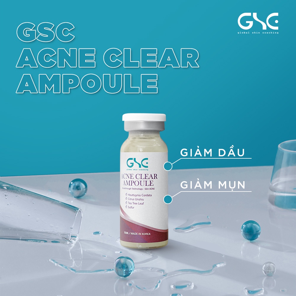 Serum xử lý mụn,giảm mụn,giảm dầu nhờn, tái tạo da mụn gsc acne clear ampoule 15ml