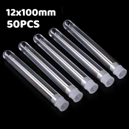 50PCS Transparent Test Tubes with Lids - 12x100mm