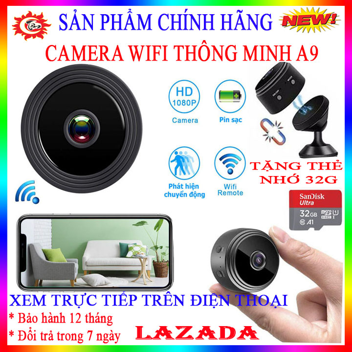 Camera siêu nhỏ giá rẻ, Camera mini không dây kết nối wifi với điện thoại, Camera mini siêu nhỏ A9 WiFi Full HD
