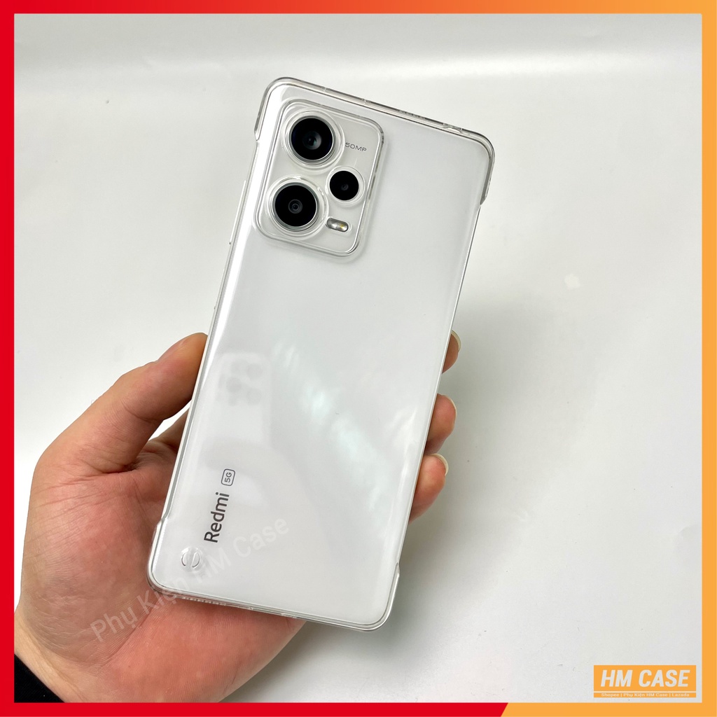 Ốp lưng không viền redmi note 13 / note 13 pro / note 12 / note 12 pro / note 12 turbo / note 12 5g, nhựa pc trong suốt