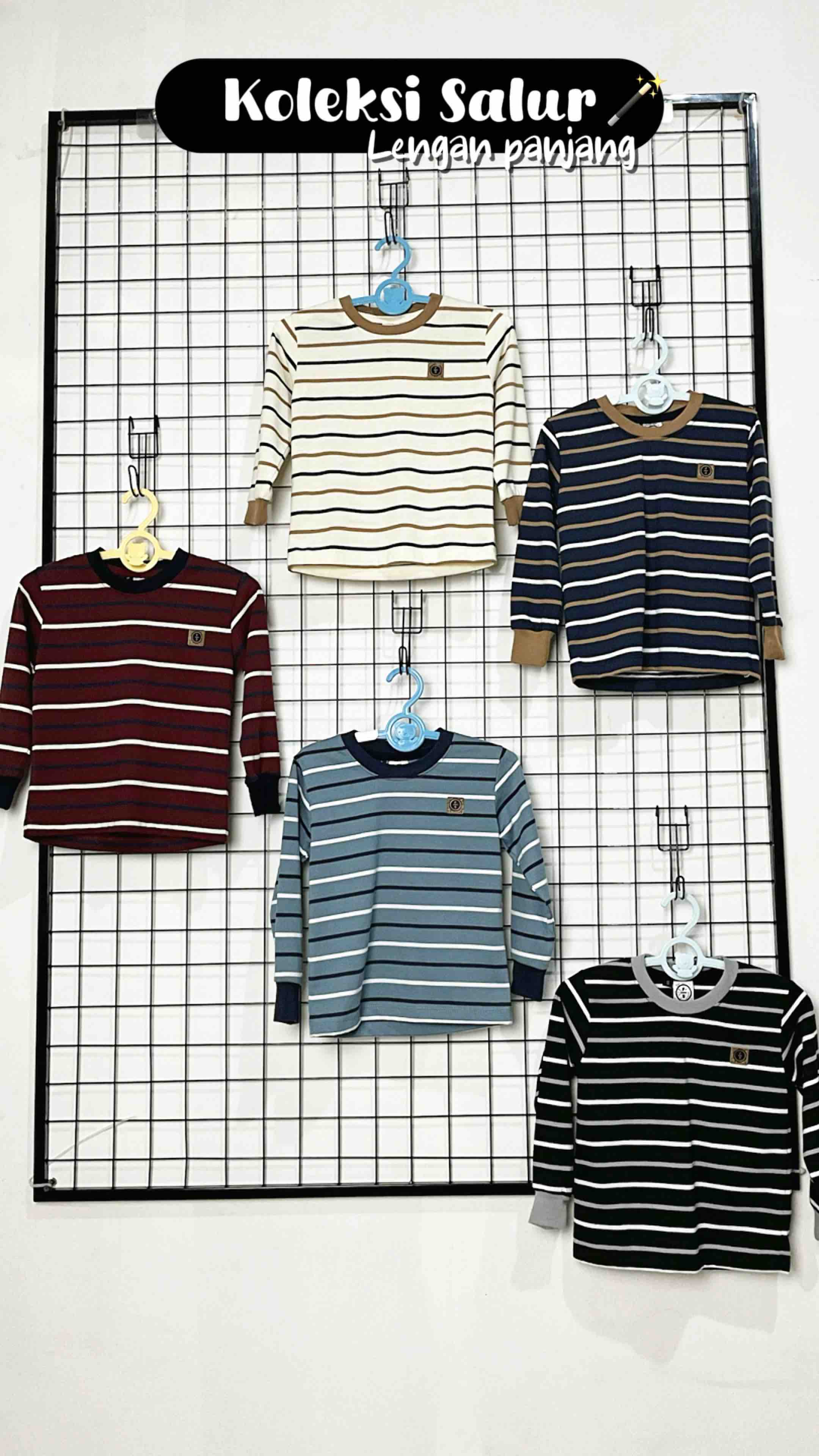 Forgotten Sky Kaos Anak Salur Tangan Panjang Long Sleeve Stripe Shirt Anak Laki-laki Anak Perempuan Premium Usia 1-12 Tahun LP Salur 215