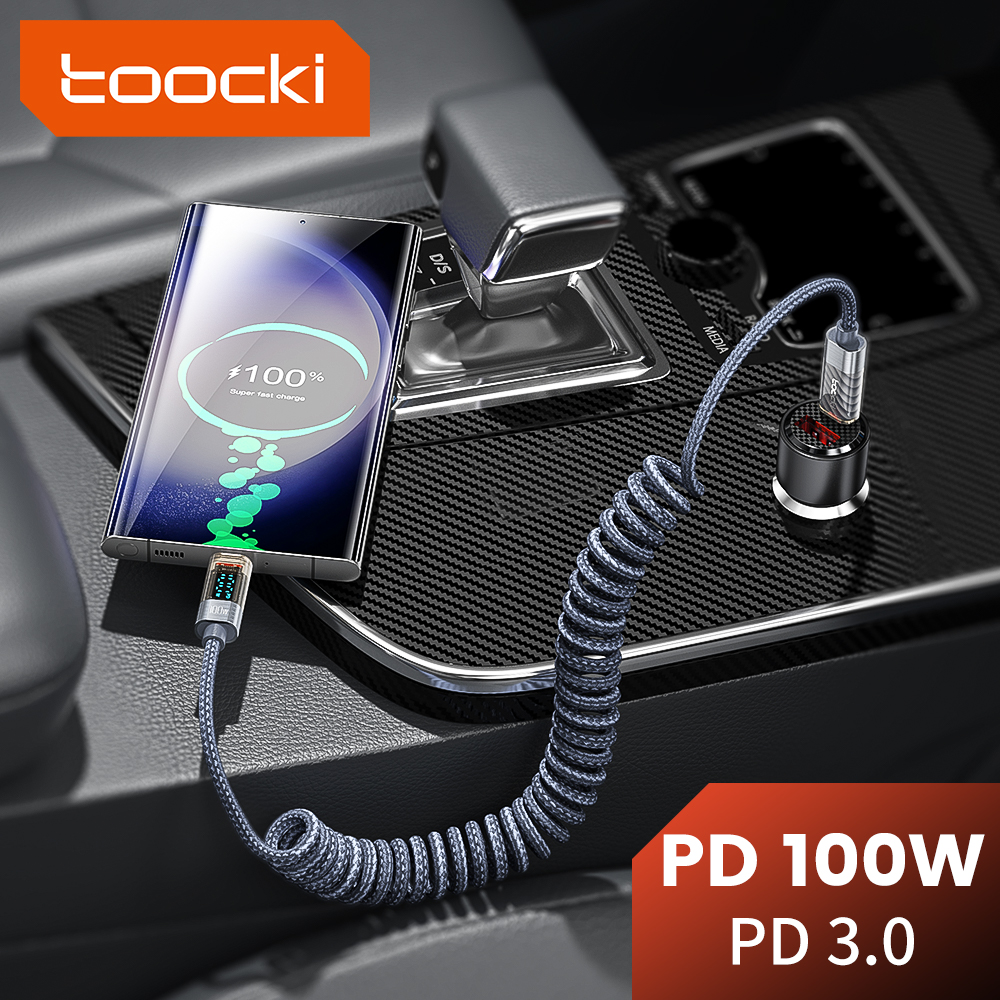 Toocki 100W USB-C Để Loại C Mùa Xuân Màn hình hiển thị kỹ thuật số cáp dữ liệu sạc nhanh Nhanh Chóng Sạc bộ sạc dùng cho Xiaomi POCO Samsung Huawei Cáp dữ liệu dây cáp Dây