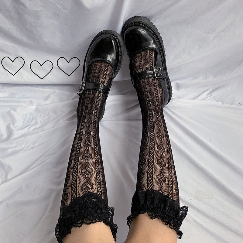 Tất Tất Ống Nhỏ Màu Trắng Ren Lolita Tất Ống Vừa Tất Nữ JK Ống Dài Ren Phong Cách Nhật Bản Nửa Chân 