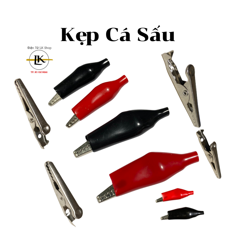Kẹp cá sấu đỏ đen Combo 10 đôi lớn trung nhỏ - Điện tử LK Shop