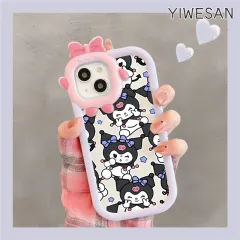 YIWESAN Casing Hp VIVO Y95 Y91 Y91i Y93 Y93s Y91C Y22 Y22s Y35 Case lucu Hp kartun Kuromi Monster kecil lensa kamera Cases lembut bening Casing ponsel sederhana Kesing pelindung silikon penutup Softcase