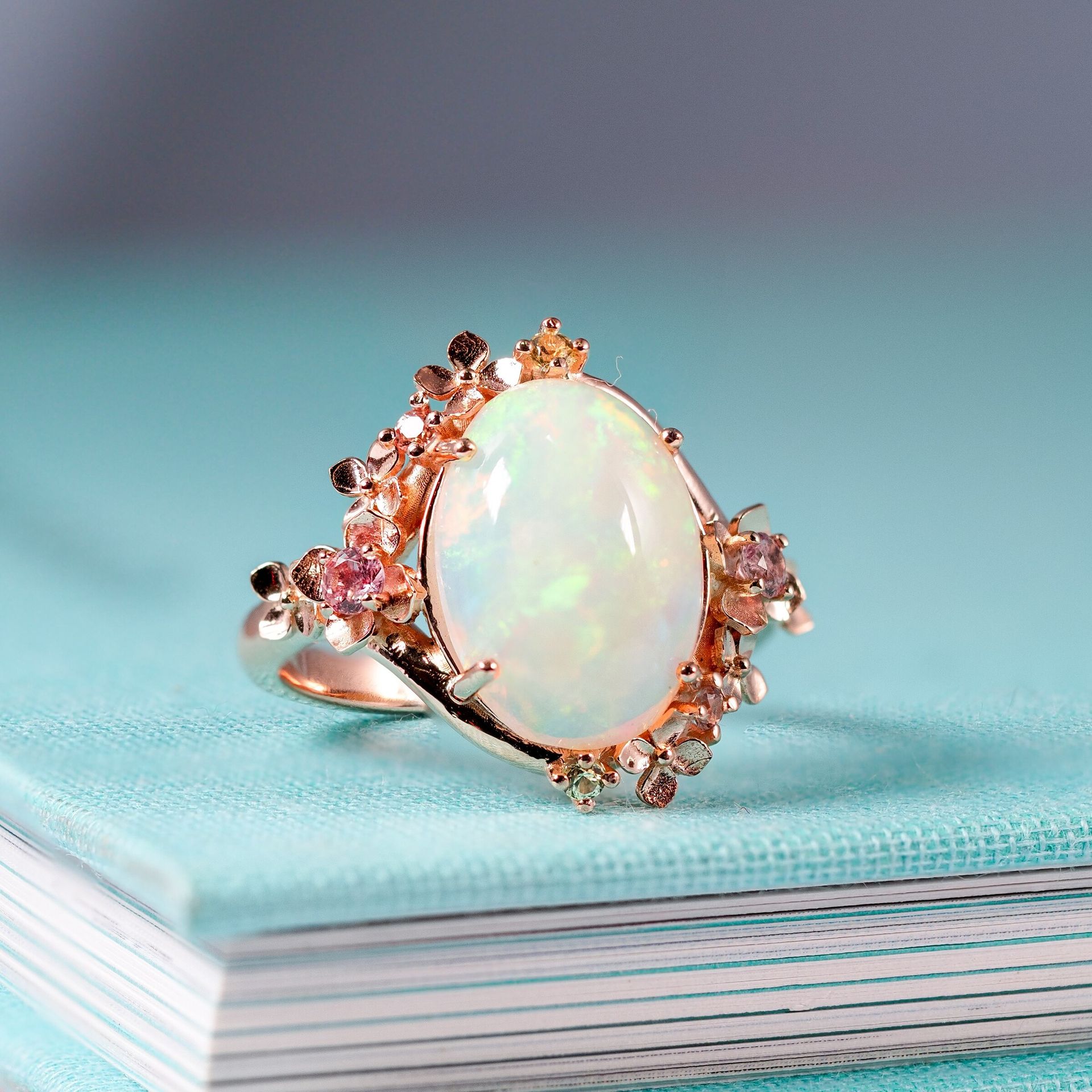 Gemstone Natural Opal Hydrangea ring ราคา 9,374 บาท*ส่งฟรี