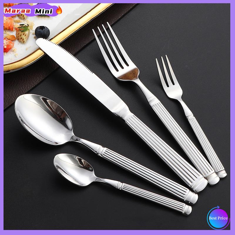 Maraa Thép không gỉ bạc ăn tối ăn Dao trái cây nĩa muỗng dao kéo nhà bếp mặc kháng Bộ đồ ăn Bạc