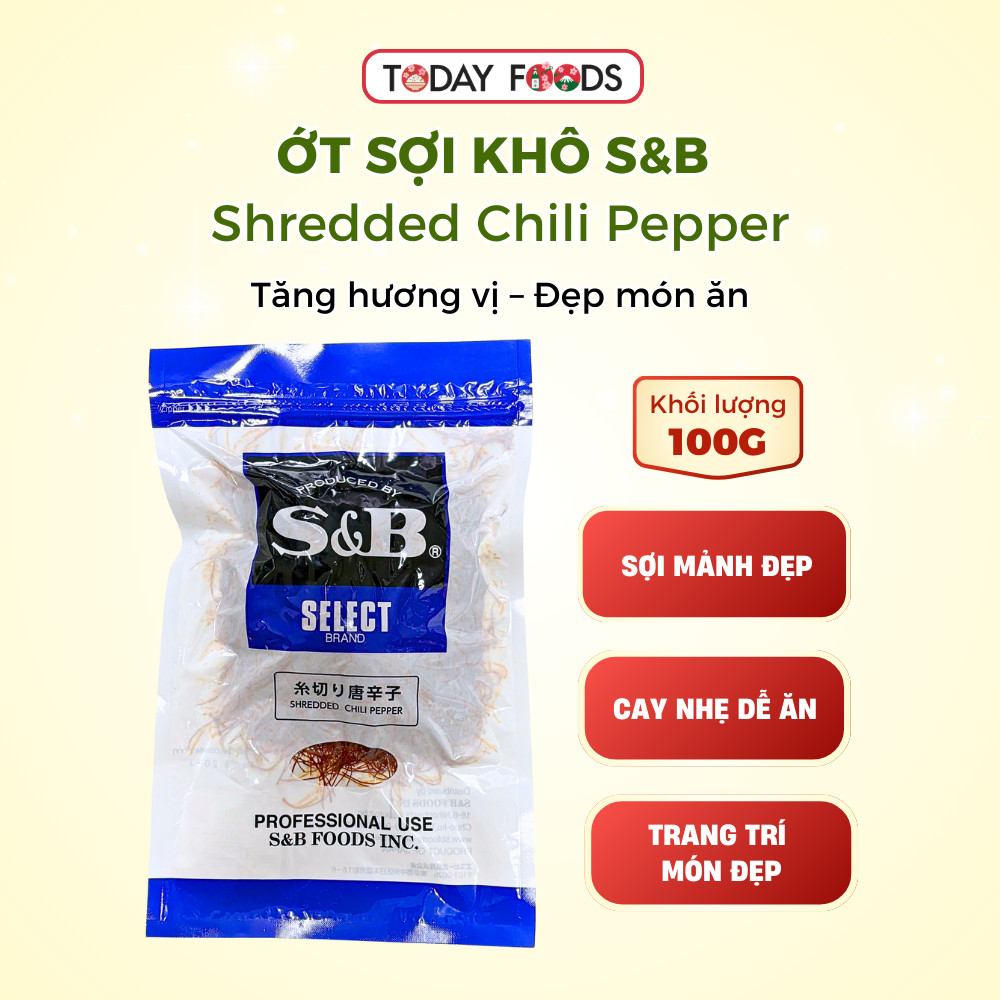 Ớt Sợi Khô S&B Itokiri Togarashi 100G – Shredded Chili Pepper Nhật Bản | Dùng Trực Tiếp Trang Trí, Thêm Vị Món Ăn