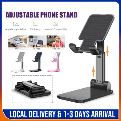 Upgrade Metal Phone Stand Holder Tablet Mobile Phone Handphone Stand Adjustable Ipad HP Holder Compatible with All Mobile Phones and Tablets