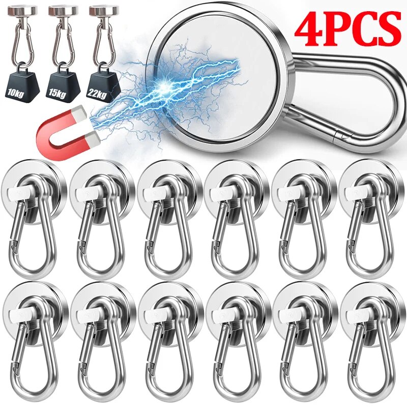4Pcs Strong Magnetic Hooks Heavy Duty Key Storage Hooks Rotating Keychain