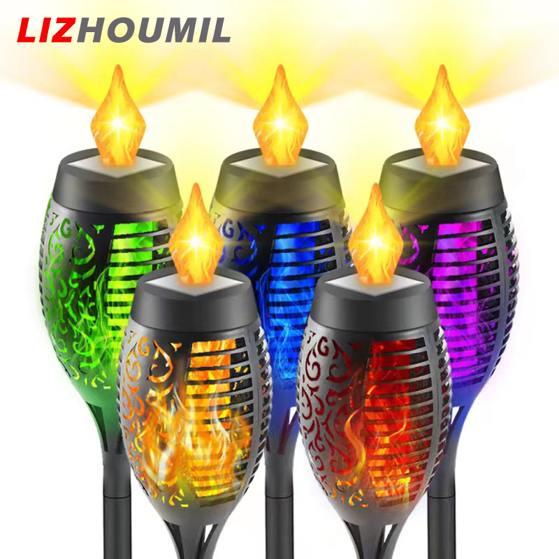 LIZHOUMIL 4pcs Solar 96led Torches Lamp Sensor Decorative Light Floor