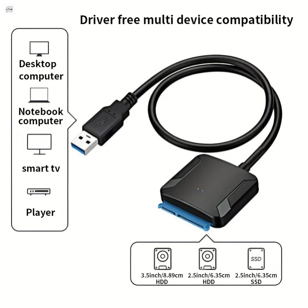LITUILI Dòng USB 3.0 sang SATA Bộ chuyển đổi USB 3.0 sang SATA Đường lái dễ dàng Cáp SATA Bộ chuyển đổi đường dây cáp Thực tế USB3.0 Cáp chuyển đổi Bộ chuyển đổi ổ cứng