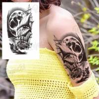 【HBESTY Magic Tattoo】Large Knight Compass Temporary Tattoos For Men Women Realistic Eagle Dragon Lion Tiger Scary Fake Tattoo Sticker Arm Body Tatoos