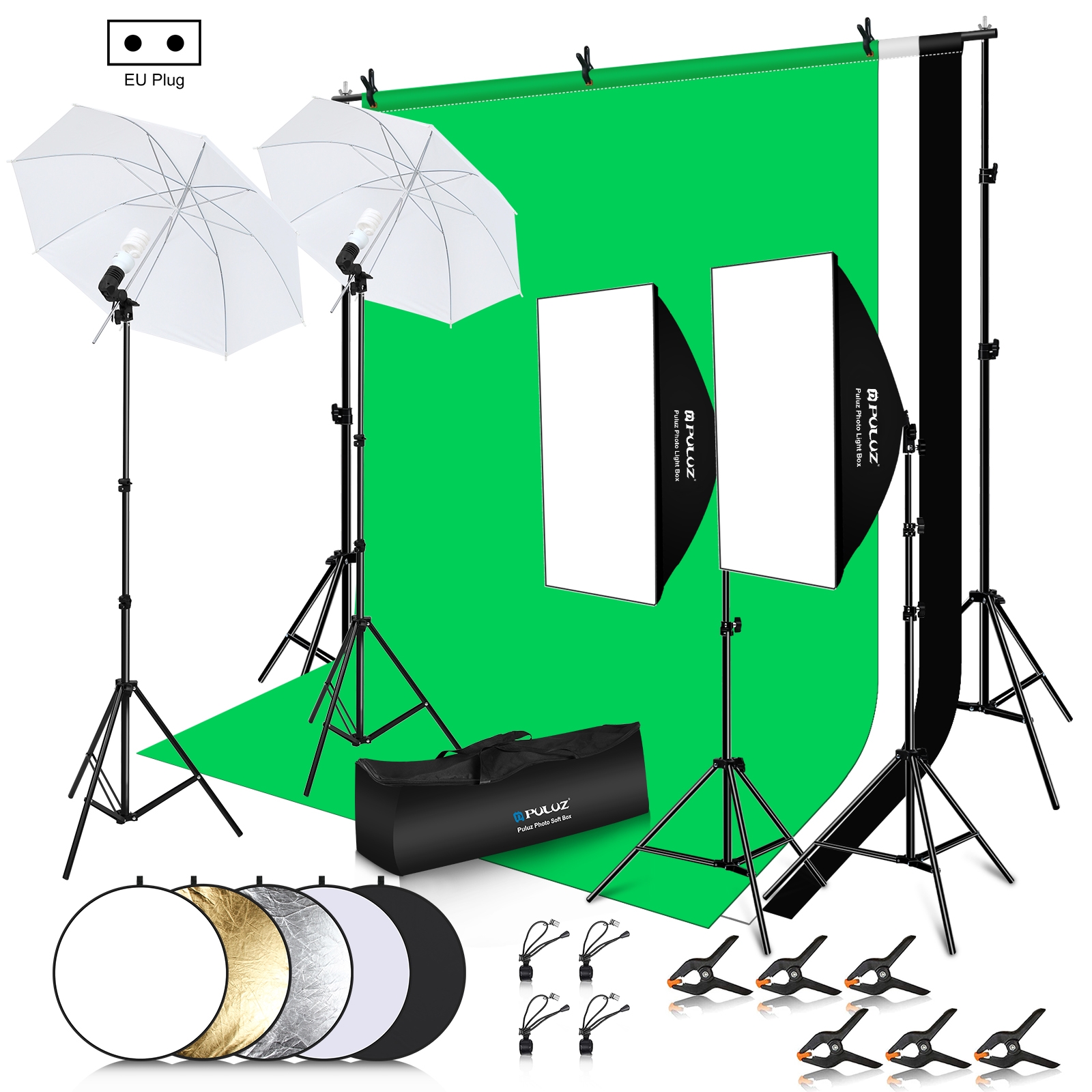 PULUZ LED Light Studio Softbox Photography Kit with Background & Reflective & Tripod Mount & Sandbags(EU Plug) ราคา 10,809 บาท*ส่งฟรี
