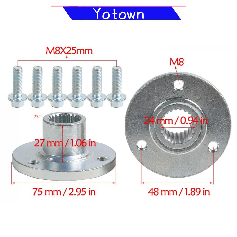 Yotown 23T 3 Stud Trục bánh xe phía sau Hub 3 Lug Go Kart Hub Vật liệu hợp kim thép chống xử lý Lốp 5 inch Quad Motorcycle ATV Kart Go Kart Hub 3 để tân trang và sửa đổi trục Hub