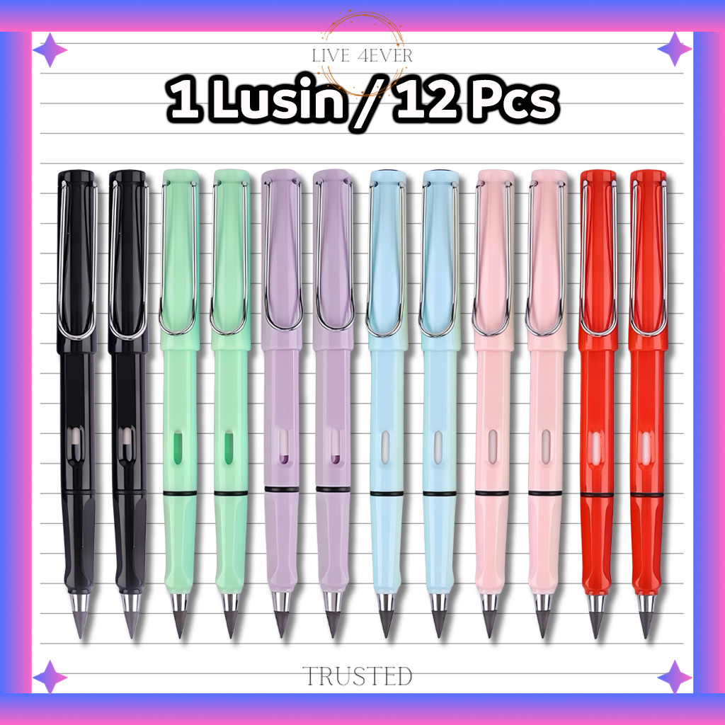 L4 - 12PCS / LUSIN PENSIL ABADI ETERNAL + PENGHAPUS / PENSIL TANPA BATAS / PENSIL ETERNAL PLUS ERASER / PENSIL TIDAK BISA HABIS