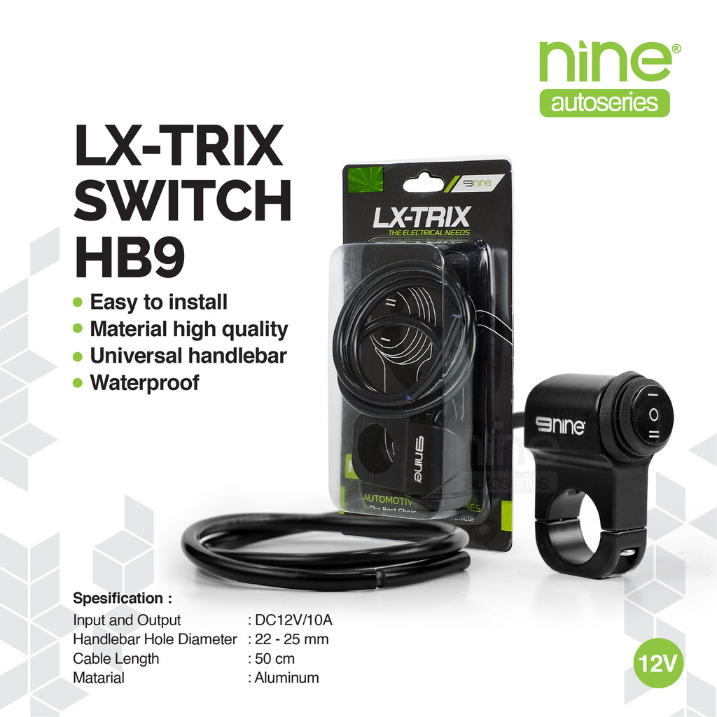 LX-TRIX HB9 Waterproof Motorcycle Handlebar Switch for Low/High Beam Lights - NINE AUTOSERIES Harga 47,900 rupiah*Gratis Ongkir