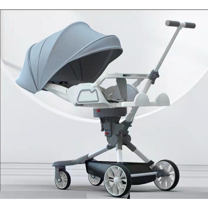 Xe đẩy 2 chiều gấp gọn cao cấp cho bé sơ sinh có bàn ăn dặm và đệm lót cho bé_Hulk.Kids - 4